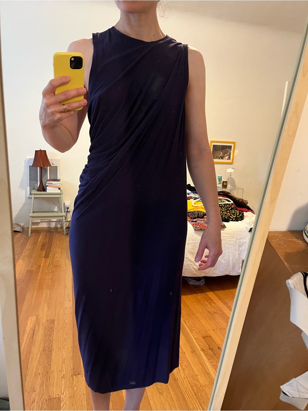 Acne Sleeveless Purple Draped Midi Dress